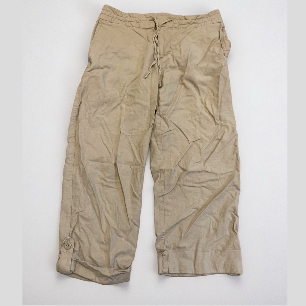 💜 Old Navy Tan Linen Blend Capris, Size 6